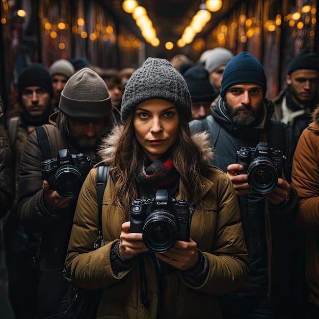 gruppo di persone che fanno fotografia