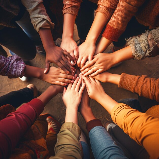 Gruppo di persone che si stringono le mani insieme