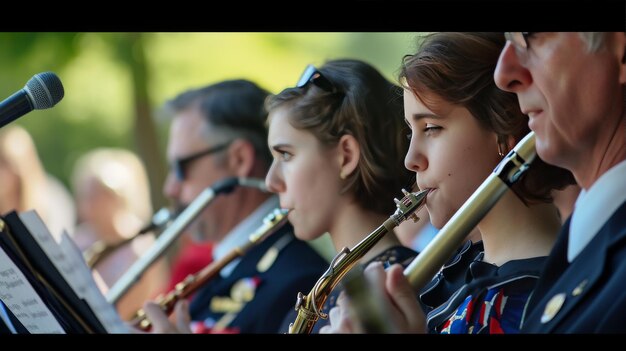 Gruppo di persone che suonano il violino in uno studio musicale Memorial Day