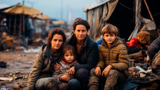 gruppo di persone con bambini in treno