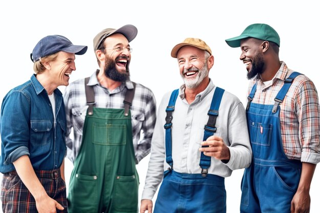 Gruppo di persone da vicino meccanico d'auto sorridente servizio di successo sfondo bianco isolare auto