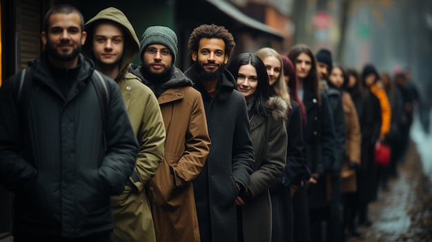 gruppo di persone in fila