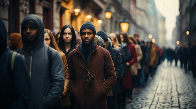 gruppo di persone in fila