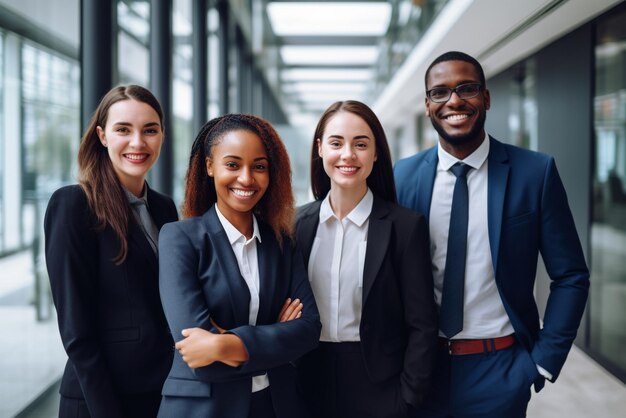 Gruppo di professionisti multietnici di successo che sorridono con sicurezza