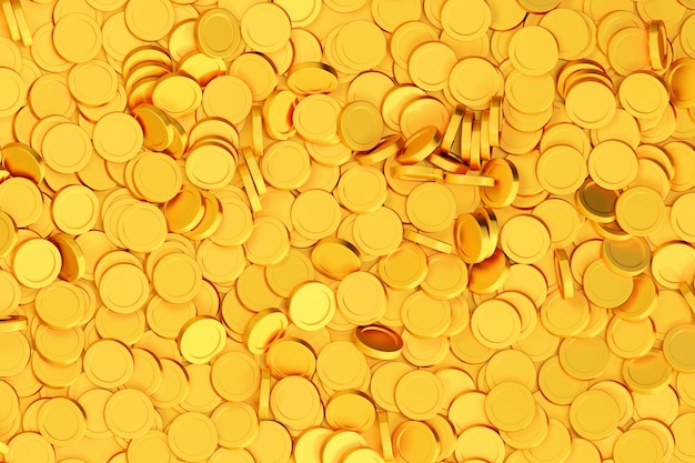 Gruppo di sfondo di monete d'oro 3d