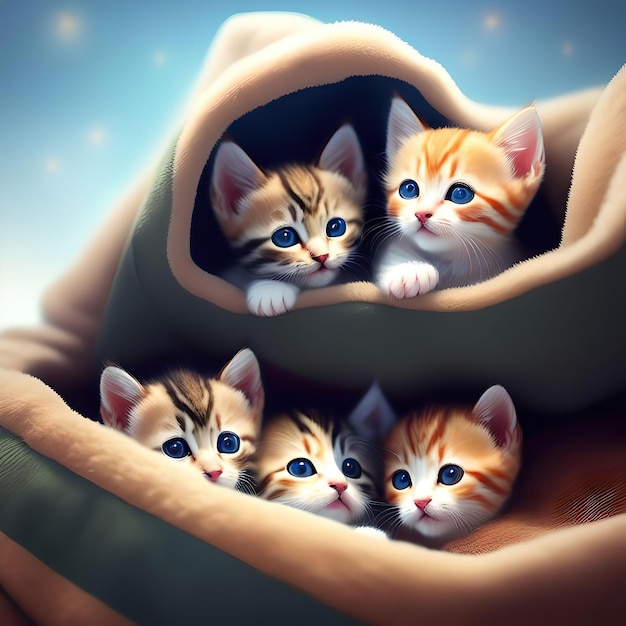 Gruppo di simpatici gattini