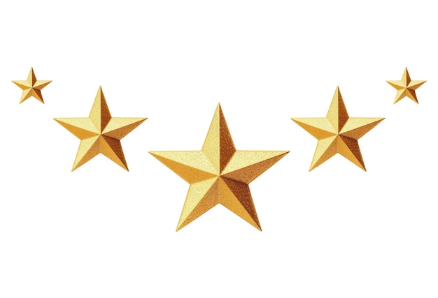 Gruppo di stelle lucide glitter oro isolate su sfondo bianco Natale o Capodanno