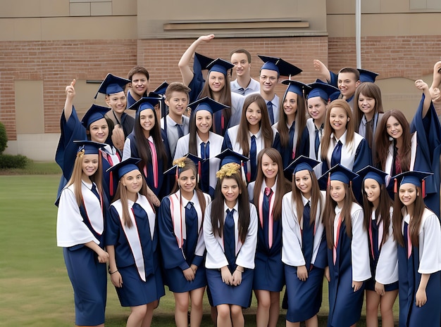 Gruppo di studenti che festeggiano la laurea