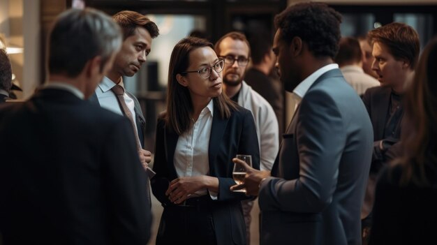 Gruppo di uomini d'affari che lavorano donne nel mondo degli affari che danno potere all'imprenditrice femminile creando una carriera da sogno