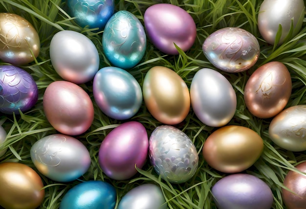 Gruppo di uova di Pasqua dai colori vivaci