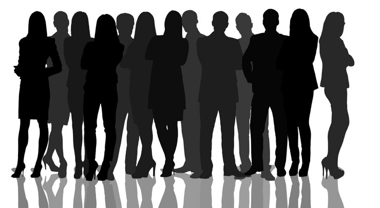 Foto gruppo di varie sagome di persone comunità della società