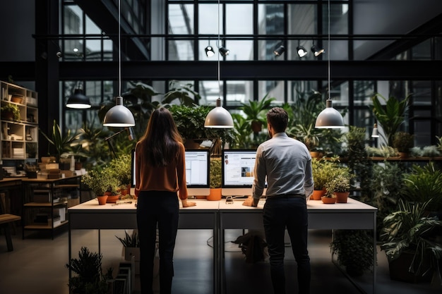 Gruppo diversificato di dipendenti in collaborazione di squadra o comunicazione in conferenza sul posto di lavoro IA generativa