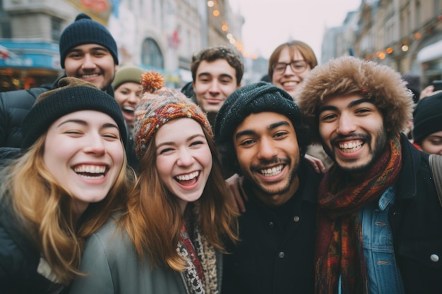 Gruppo multietnico di persone felici che si divertono in vacanza