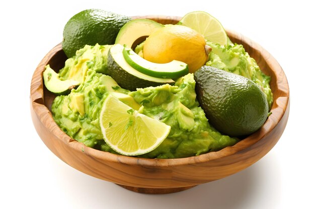 Guacamole saporito e vivace fatto con avocado freschi e succo di lime Generative AI