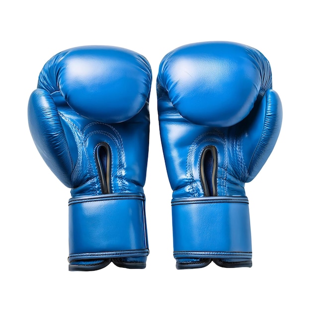 guanti da boxe blu brillante isolati su sfondo bianco
