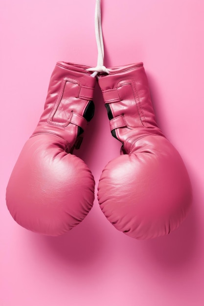 Guanti da boxe rosa su sfondo rosa