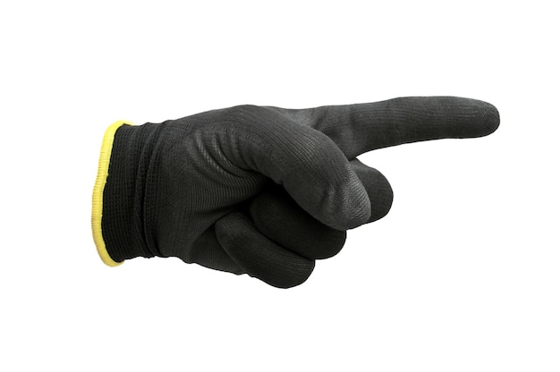 Guanti da lavoro neri isolati su sfondo bianco guanti da lavoro semplici guanti da lavoro in gomma
