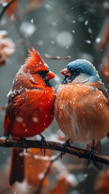 Guarda il clima freddo Birders che si godono gli avvistamenti e i momenti della fauna selvatica invernale Sfondo mobile verticale
