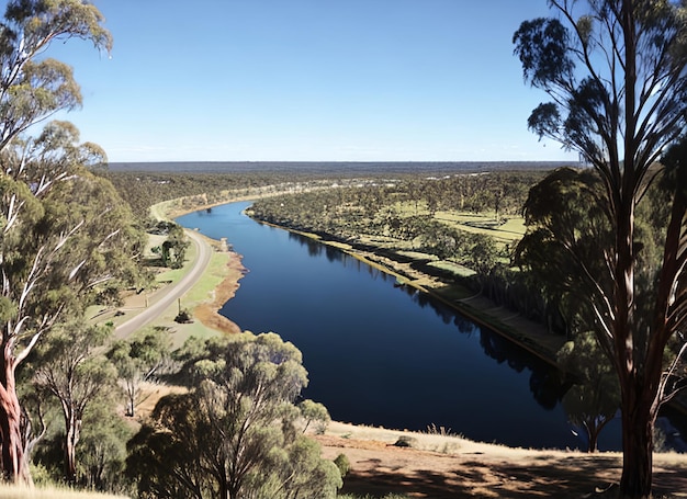Guardando dall'alto il serpeggiante fiume Murray