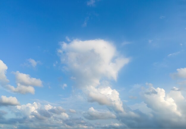 Guardando il cielo azzurro e le nuvole bianche sullo sfondo