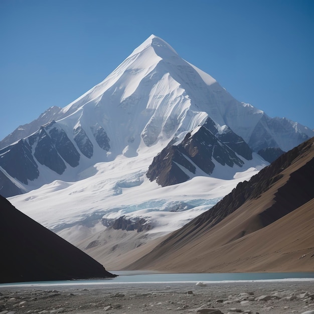 Guardando la Torre Muztagh conosciuta come il padre dei ghiacciai del lago Karakul del Pamir