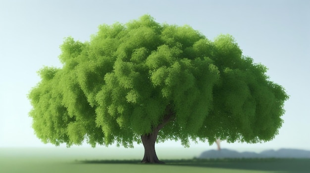 Guardiano verdeggiante FullBody 3D Illustrazione di un albero verde con profondità di saggezza