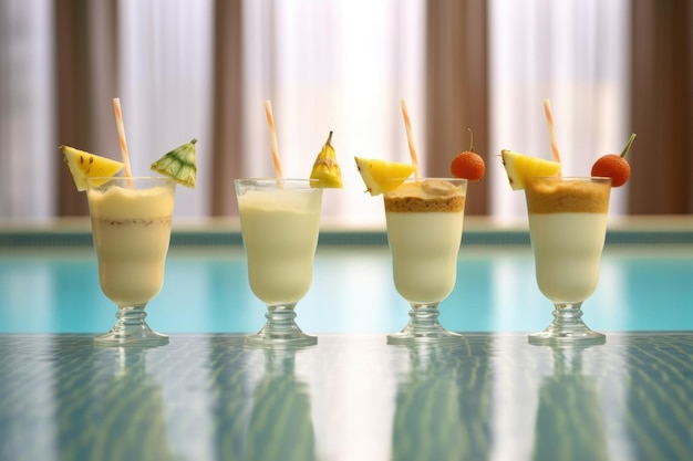 Guarnire la pina colada con spicchio di ananas e ciliegia creata con ai generativa