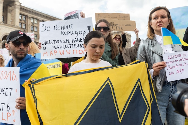 Guerra in Ucraina Raduno in Piazza Indipendenza a Kiev