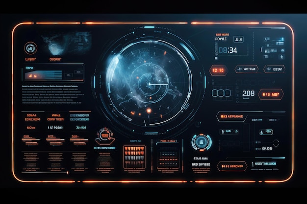 GUI futuristica Intelligenza artificiale interfaccia grafica utente head up display