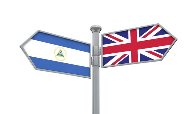Guida di Nicaragua e Regno Unito Muoversi in diverse direzioni Rendering 3D