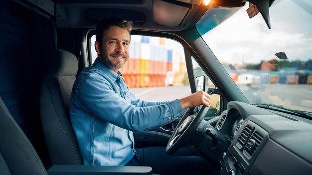 Guidatore di camion in un'azienda di logistica