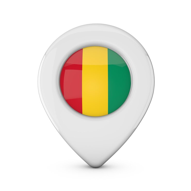 Photo guinea flag location marker icon 3d rendering
