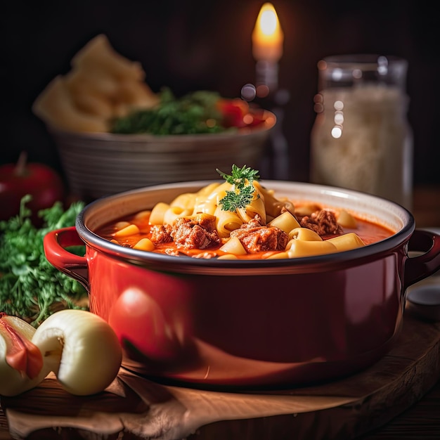 Gulasch una zuppa o stufato di carne e verdure condito con paprika