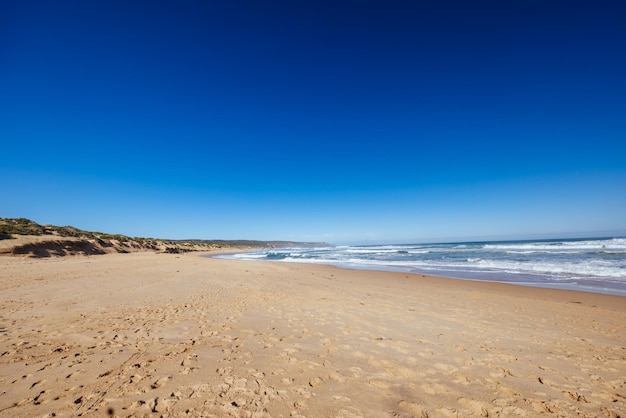 Gunnamatta Ocean Beach come parte della Mornington Peninsula Coastal Walk in un caldo giorno d'inverno tra St Andrews Beach e Fingal Beach a Victoria Australia