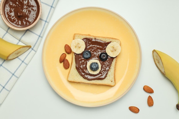 Gustosa colazione per bambini toast vista dall'alto