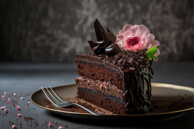 Gustosa torta al cioccolato vegana attenzione selettiva