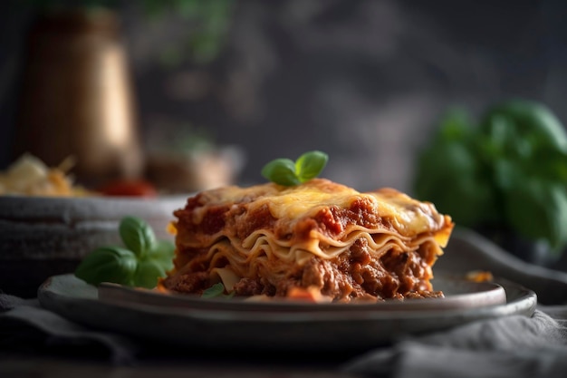 Gustose lasagne in tavola create con l'IA generativa