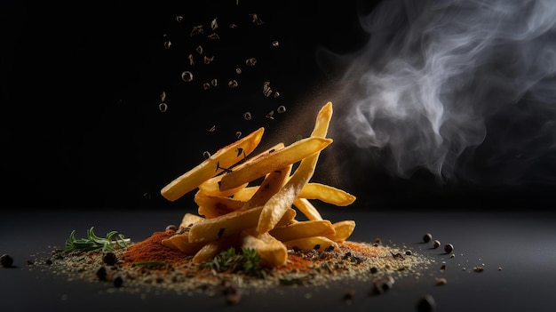 Gustose patatine fritte calde Illustrazione AI GenerativexA