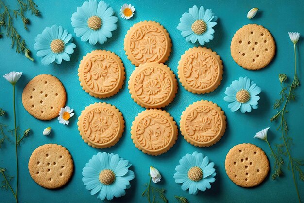 Gustosi biscotti decorati con fiori