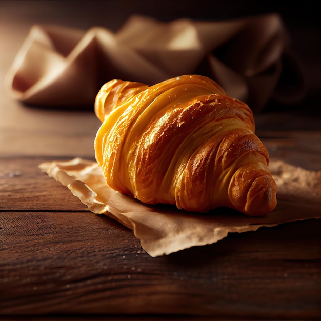 Gustosi croissant su sfondo nero Deliziosa colazione con croissant freschi set di appena sfornati