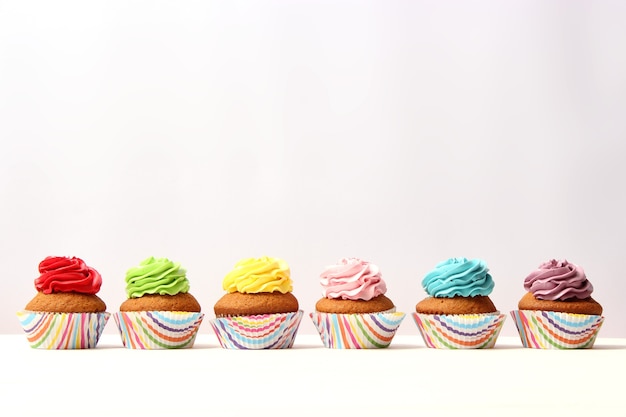 Gustosi cupcakes su uno sfondo bianco in primo piano