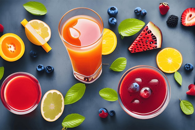 Gustosi frutti e succhi con vitamine Bevanda salutare ai