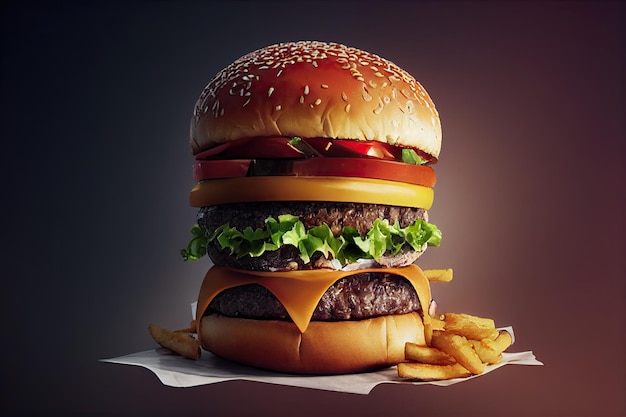 Gustoso delizioso hamburger generativo ai illustrazione