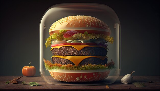 Gustoso delizioso hamburger generativo ai illustrazione