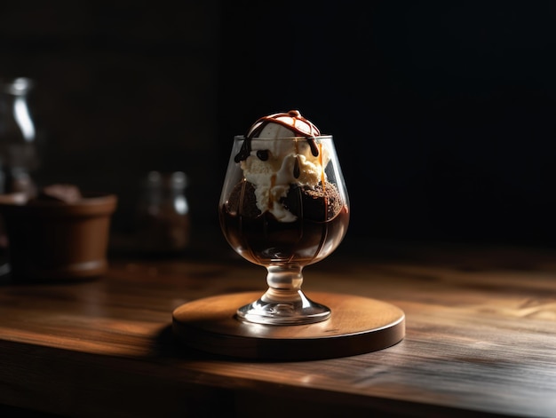 Gustoso gelato al cioccolato freddo e gelato alla vaniglia Generative AI