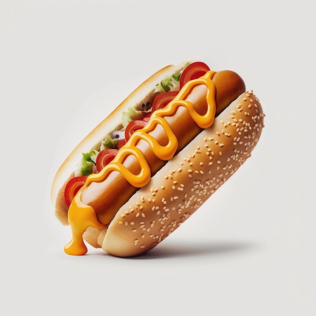 Gustoso Hot Dog illustrazione isolata IA generativa