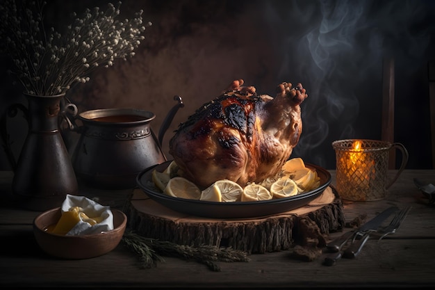 Gustoso stinco di maiale arrosto come piatto regionale Food Photography