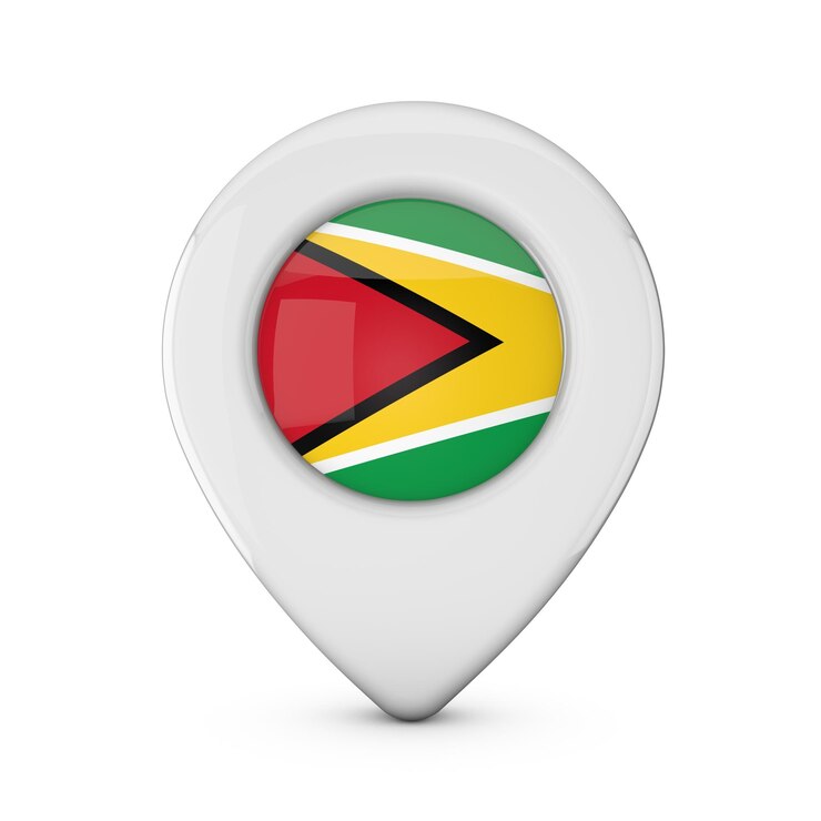Photo guyana flag location marker icon 3d rendering