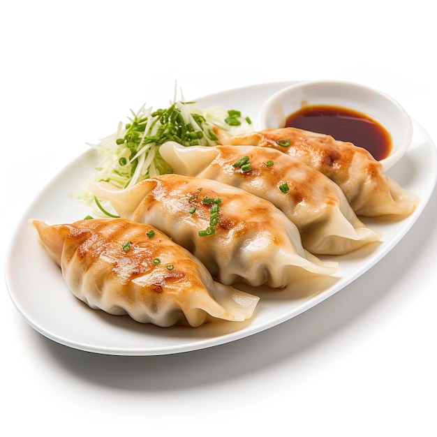 Gyoza isolato su sfondo bianco