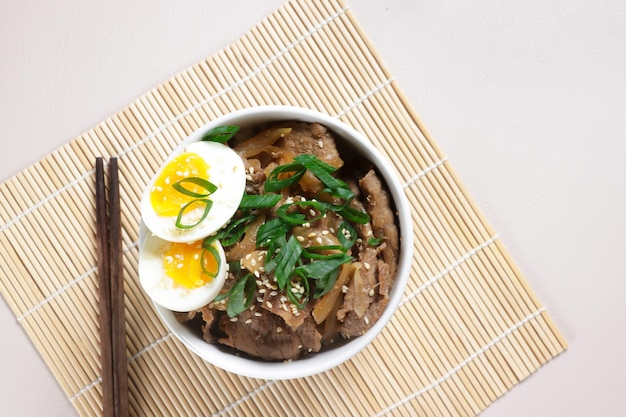 Gyudon è una ciotola di riso con manzo giapponese o Yakinikudon.